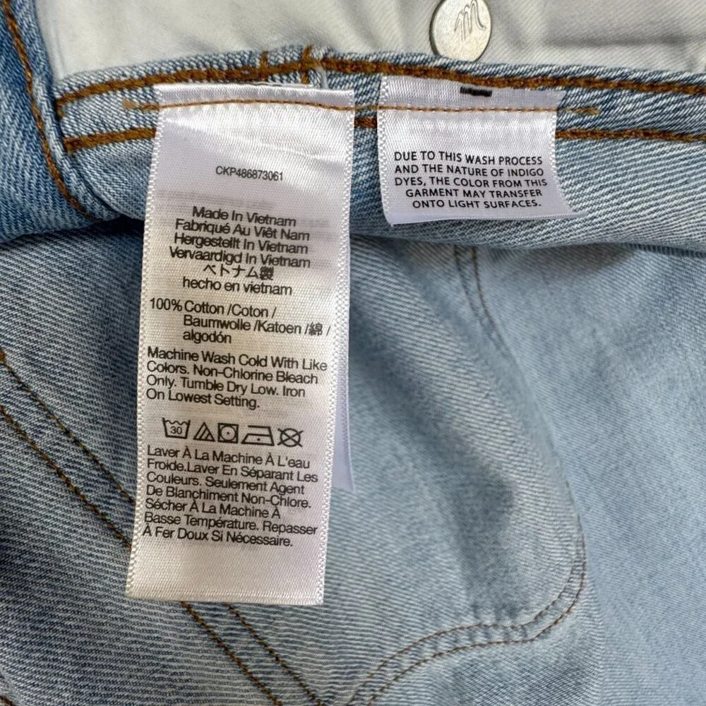 Madewell The Rilee Denim Fitzgerald Ultra Light Wash Midi Skirt Size 30